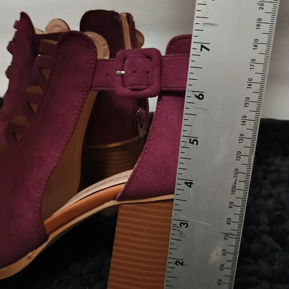 Liyuandian Woman's Platform Open Toe Elegant Burgundy Women's Heels Size 8.5 - Picture 5 of 14